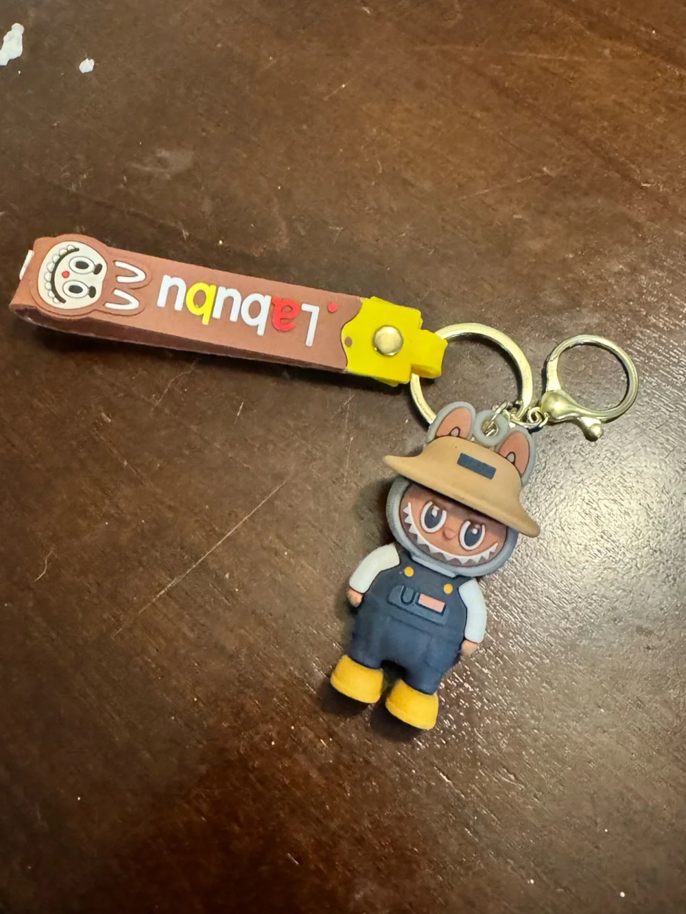 Labubu Character Keychain Bag Charm Brown Rubber Strap NWOT